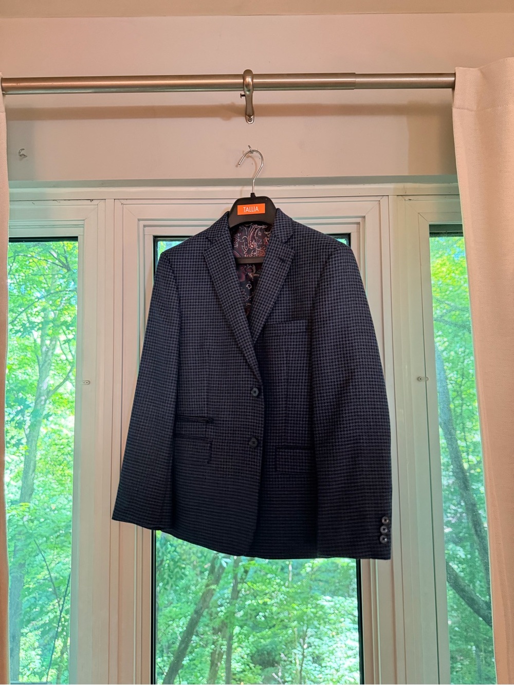 TALLIA Navy and Black Micro-Check Sport Coat